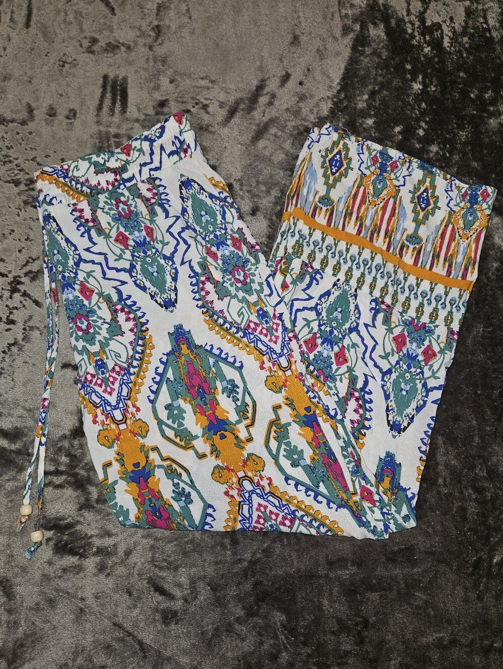 Christian Siriano MultiColor Straight-Leg Pull On Pants Print M Resortwear Beach